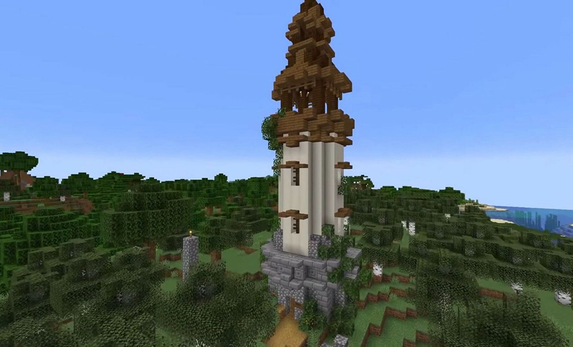 Towers can be offensive or defensive in Minecraft (Image via Mojang)
