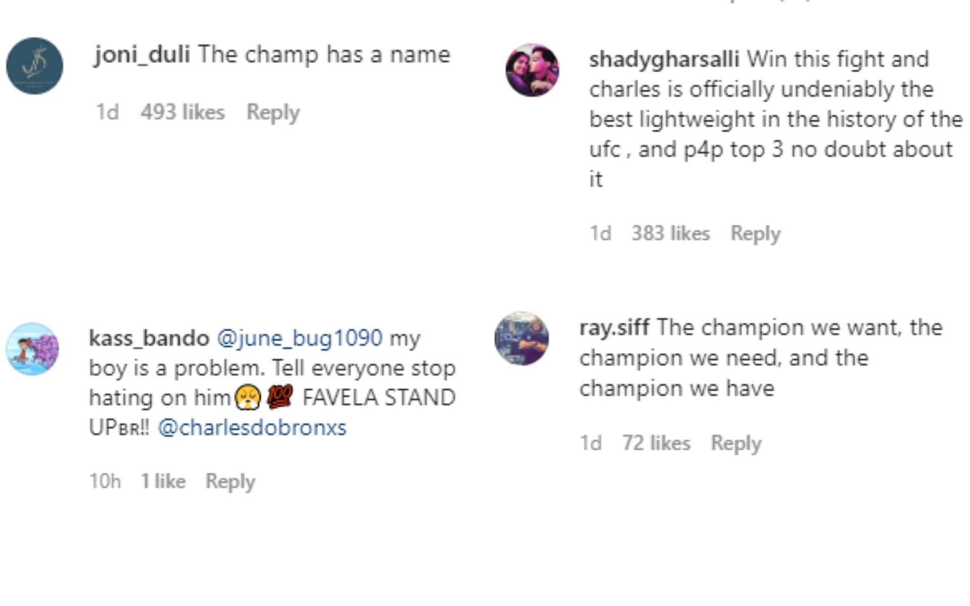 comments via @combatalk on Instagram