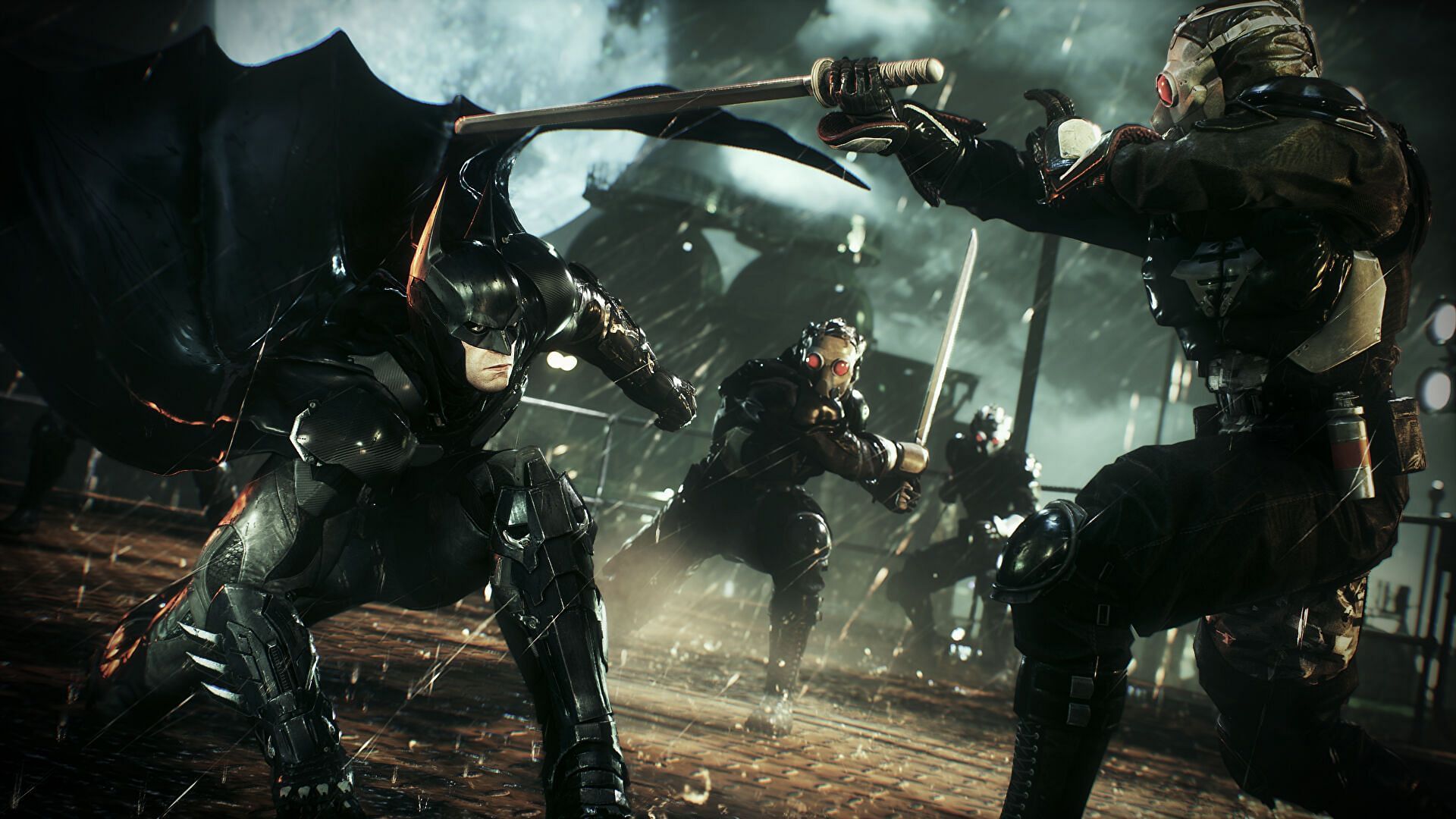 Batman engages a couple of ninjas in combat (Image via Rocksteady)