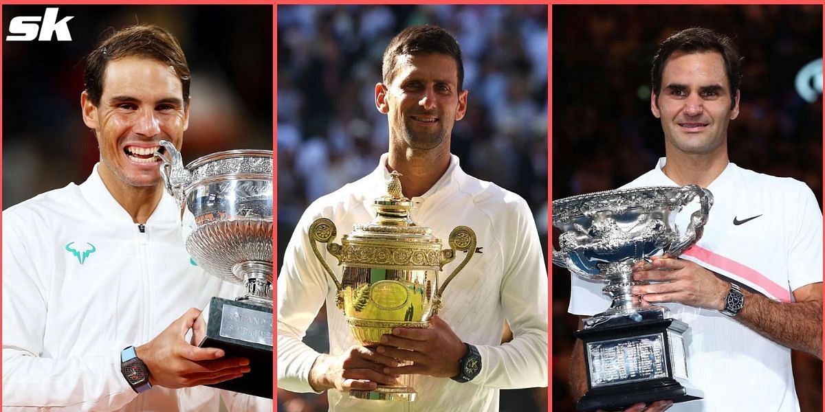 (From L) Rafael Nadal, Novak Djokovic, and Roger Federer
