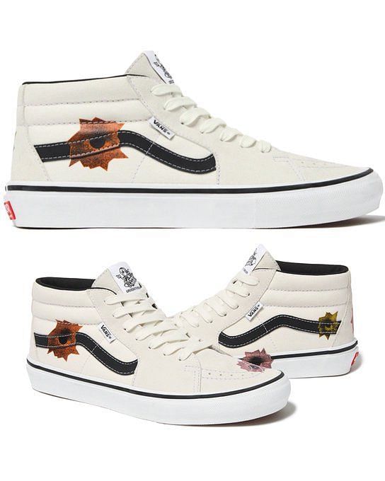 Supreme/Vans/Nate Lowman Skate Grosso Mid in hand look. This