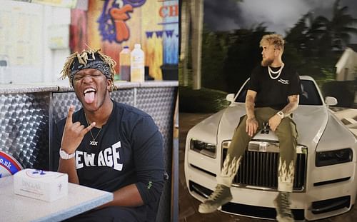 KSI (left), Jake Paul (right) - Images via @uncleashraf and @jakepaul on Instagram