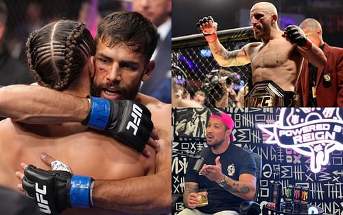 Brian Ortega vs. Yair Rodriguez (Left), Alexander Volkanovski (top Right), Brendan Schaub (Bottom Right) (Images courtesy of @ufc Instagram, Getty, and @brendanschaub Instagram)