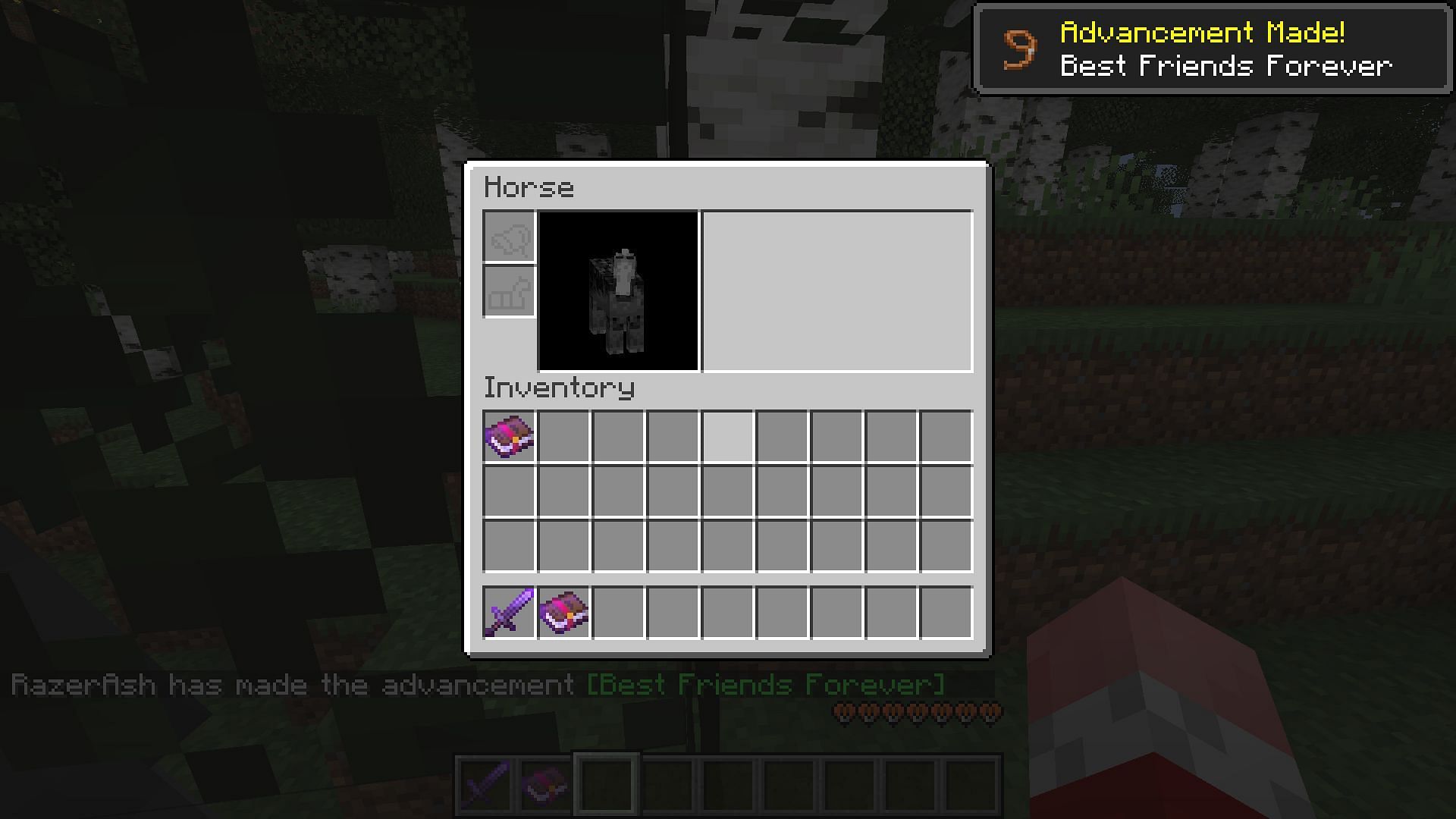 Horse GUI was added where players could overview saddles, armor, and their own inventory (Image via Minecraft 1.19 update)