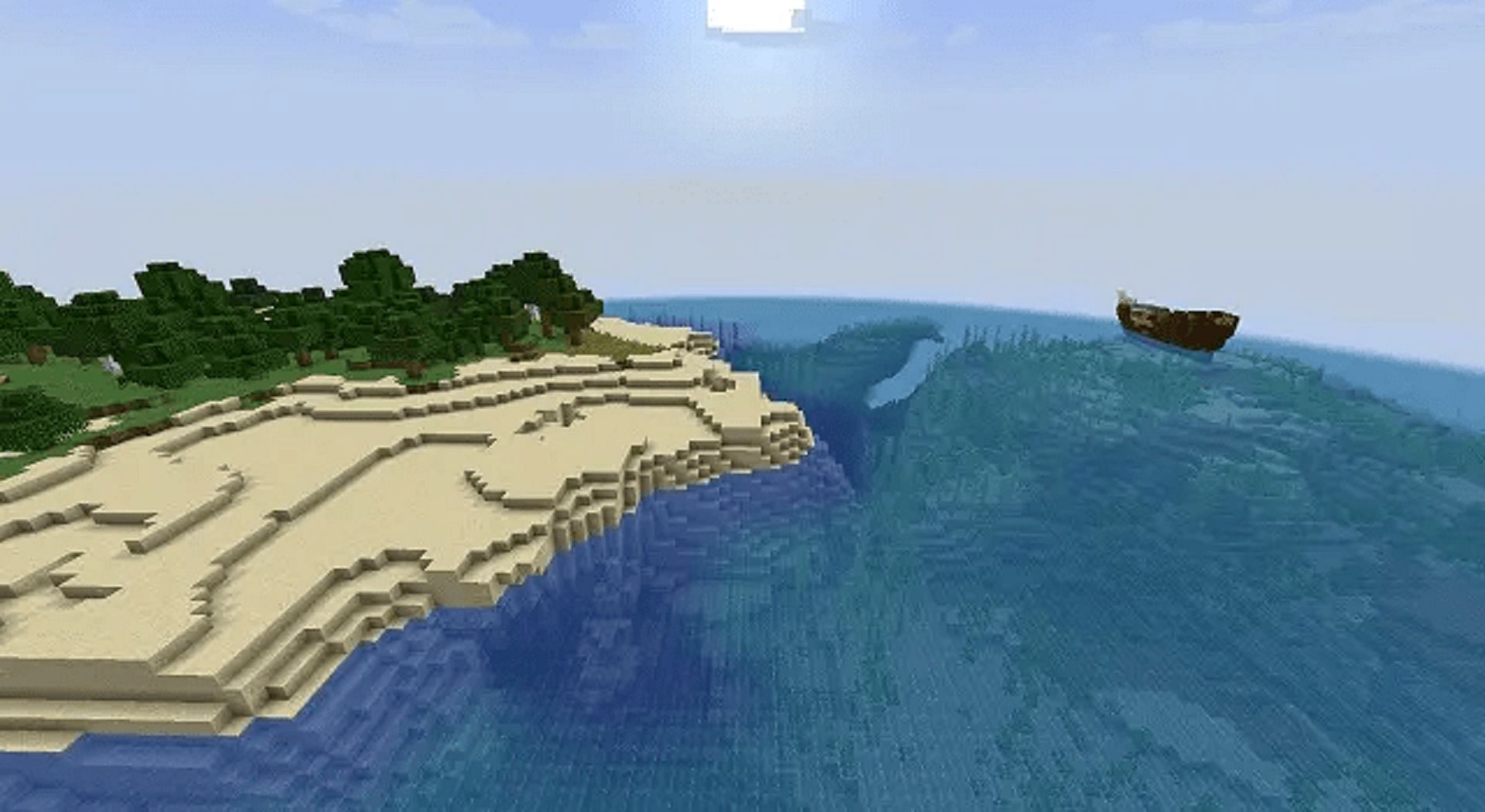 This survival seed at least starts players near a shipwreck (Image via Mojang)