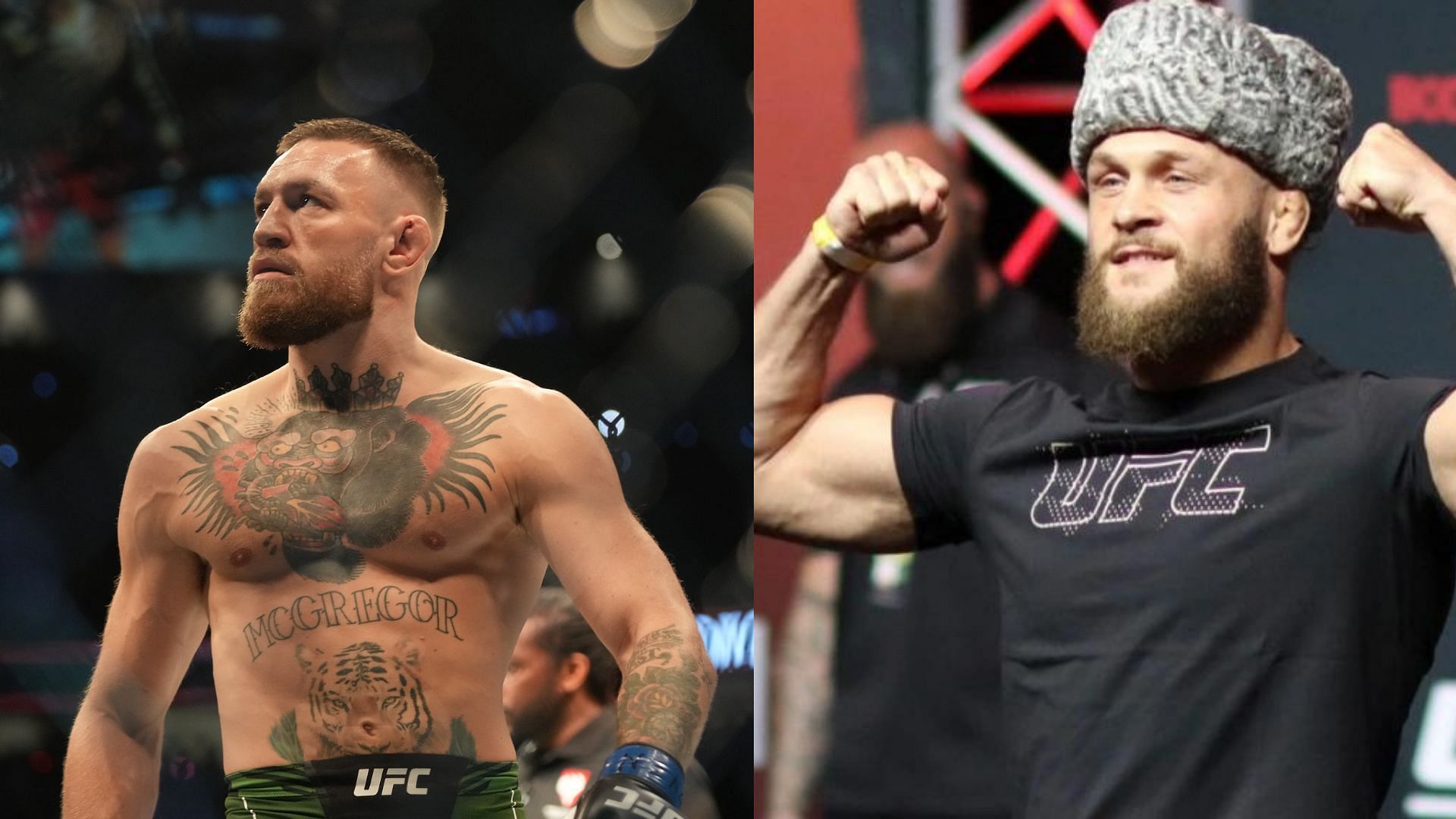 McGregor (L) had some words for Rafael Fiziev (R) ahead of his fight against Rafael dos Anjos