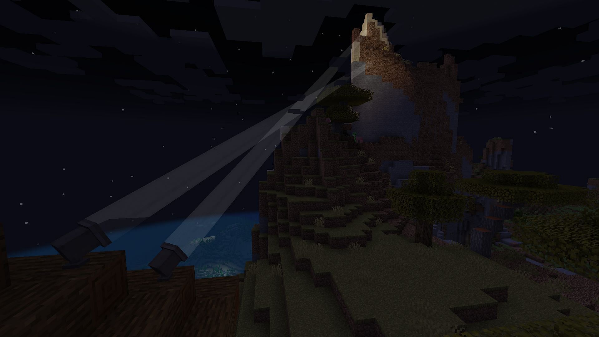 An example of how the searchlights in the mod function (Image via Minecraft)
