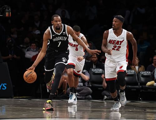 Kevin Durant, left, and Jimmy Butler, right.