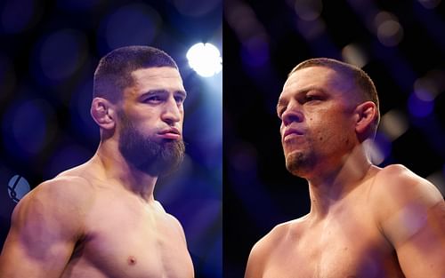 Khamzat Chimaev (L), and Nate Diaz (R).