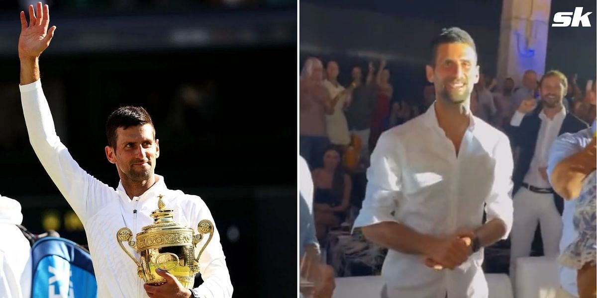 Novak Djokovic receives a huge round of applause during a Dino Merlin concert