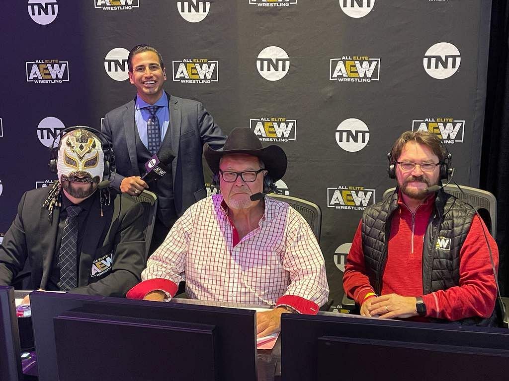 Excalibur, Tony Schiavone, and Jim Ross at the commentary desk