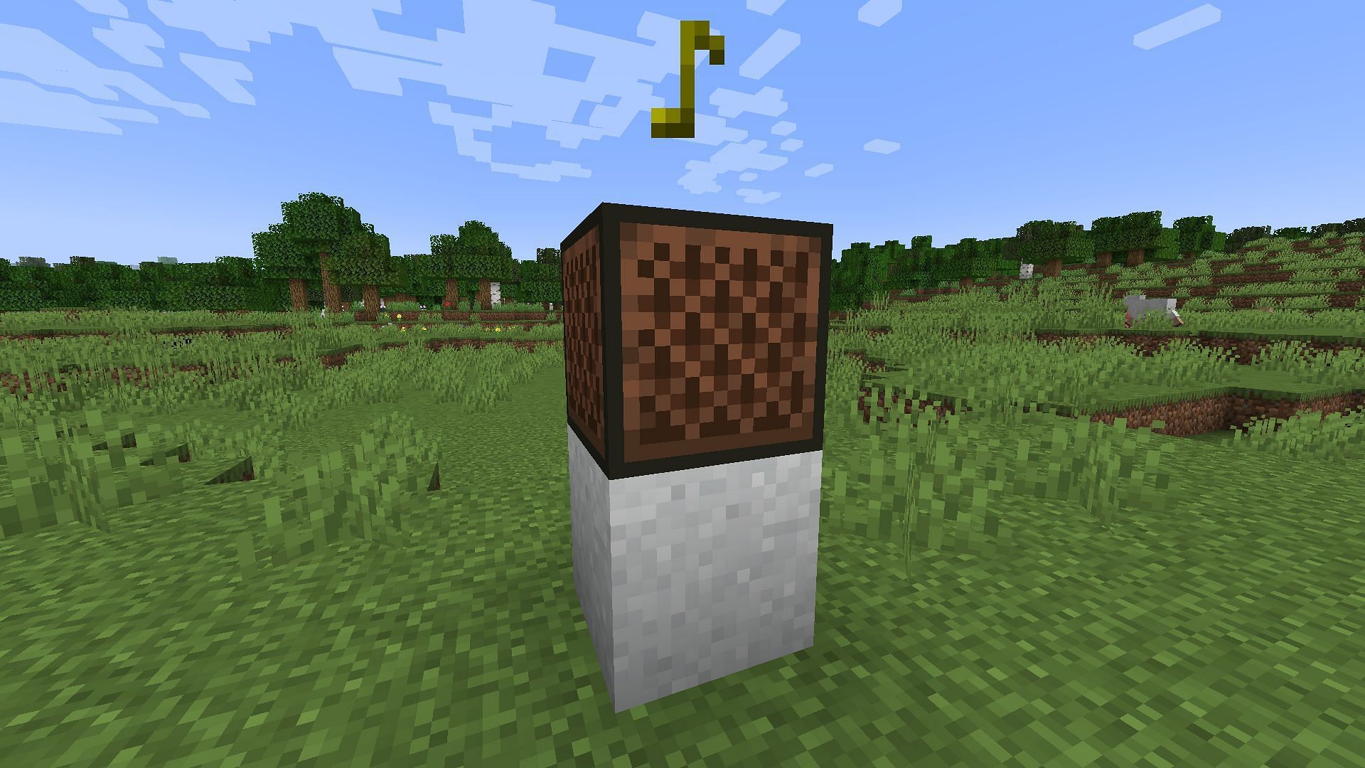 Players can place it underneath a note block to change the instrument to snare drum (Image via Minecraft 1.19 update)