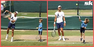In pictures: Novak Djokovic seen hitting the practice courts with his son Stefan ahead of Wimbledon QF