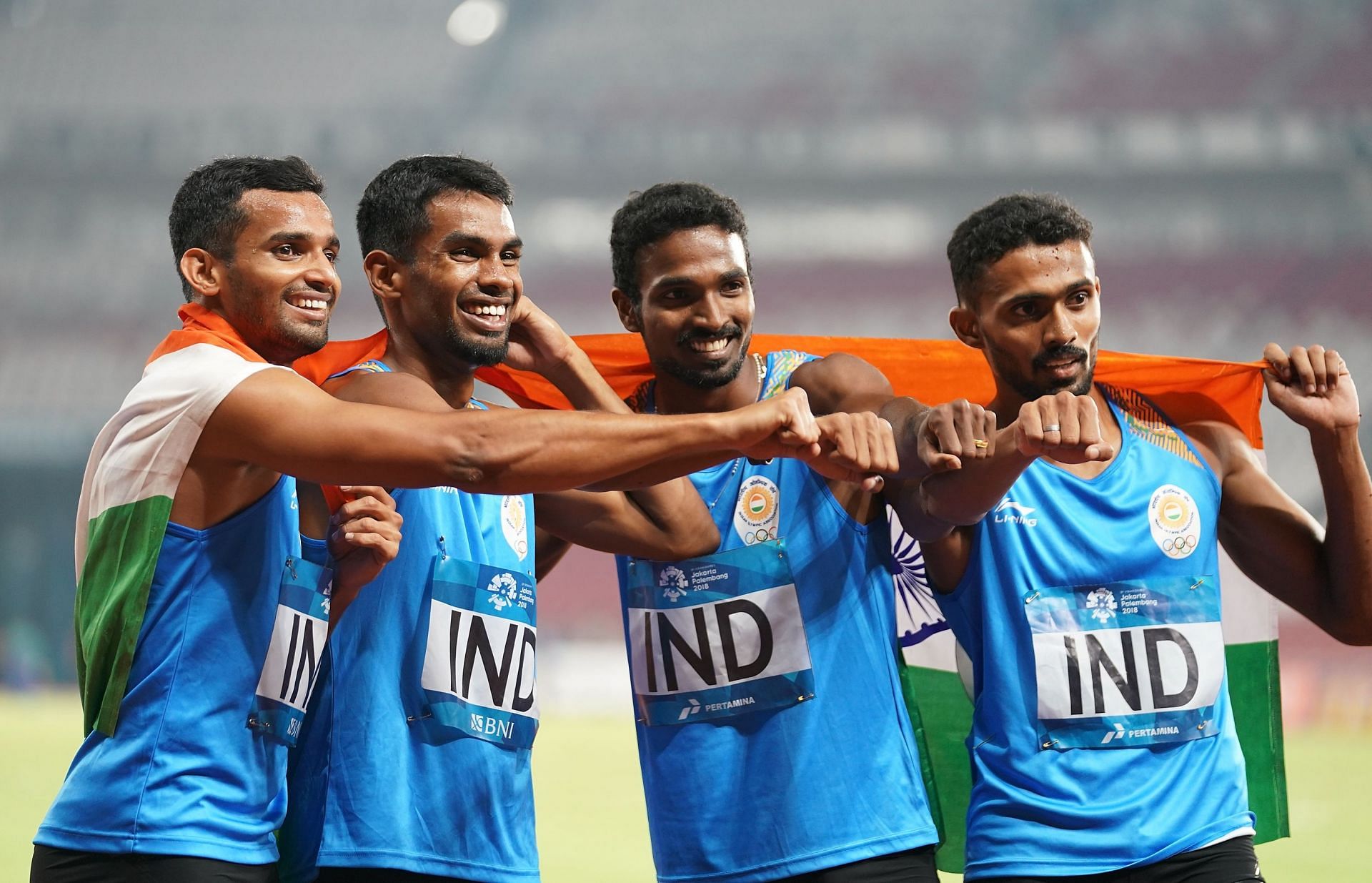 The Indian men&#039;s 4x400m relay squad at the 2018 Asian Games (Image courtesy: Getty)