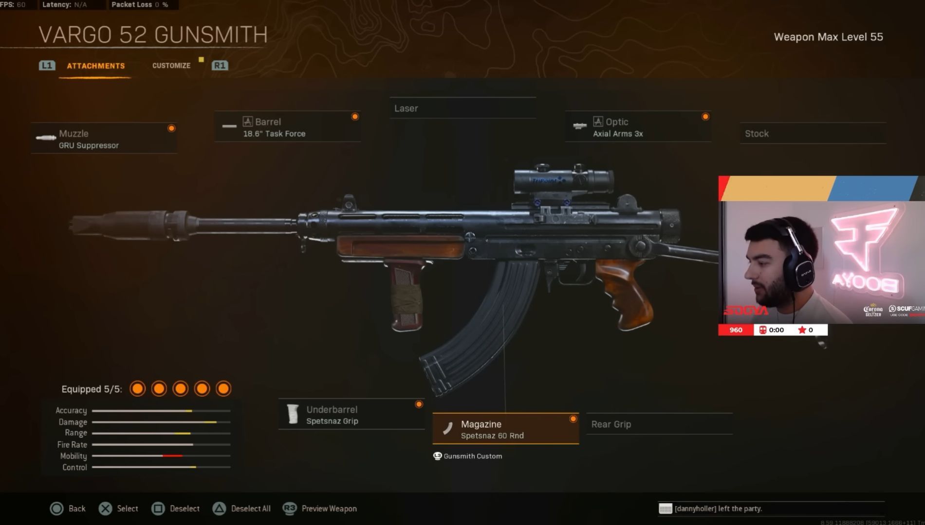 The Call of Duty Warzone Vargo 52 loadout (Image Via FaZe Booya/YouTube)