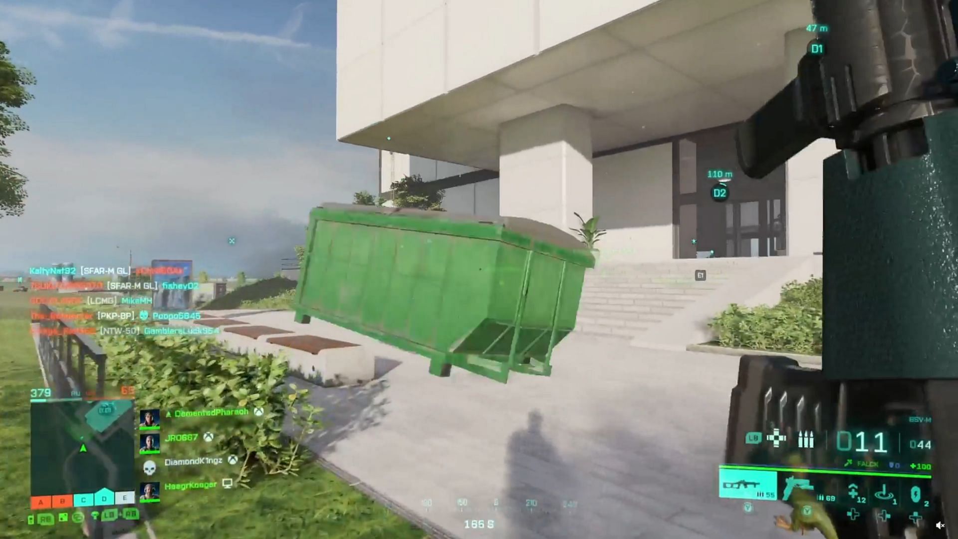 The bizarre Battlefield 2042 bug turns player into a dumpster bin (Image via Reddit)