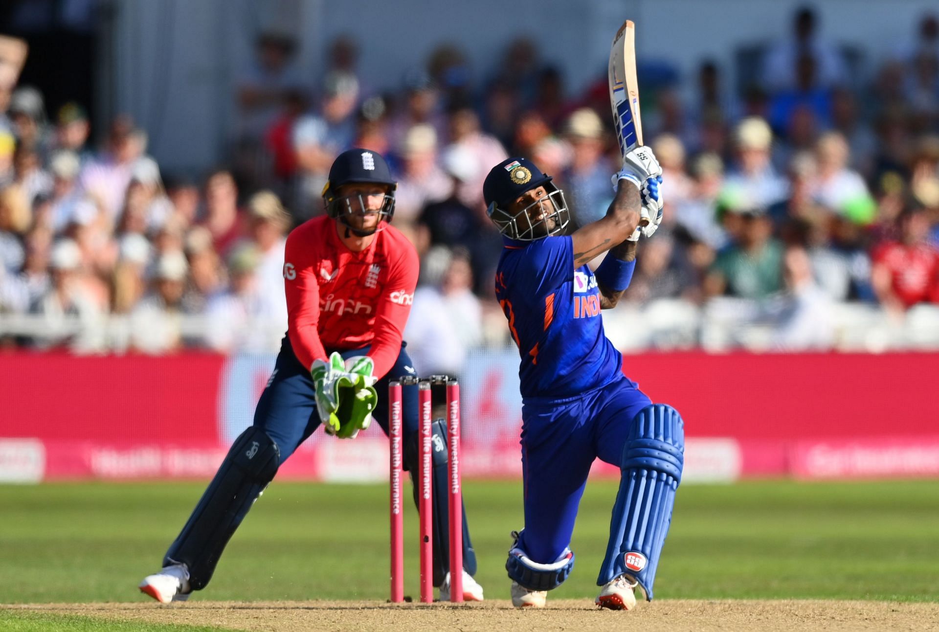 Suryakumar Yadav&rsquo;s stunning hundred gave England a scare in the third T20I. Pic: Getty Images