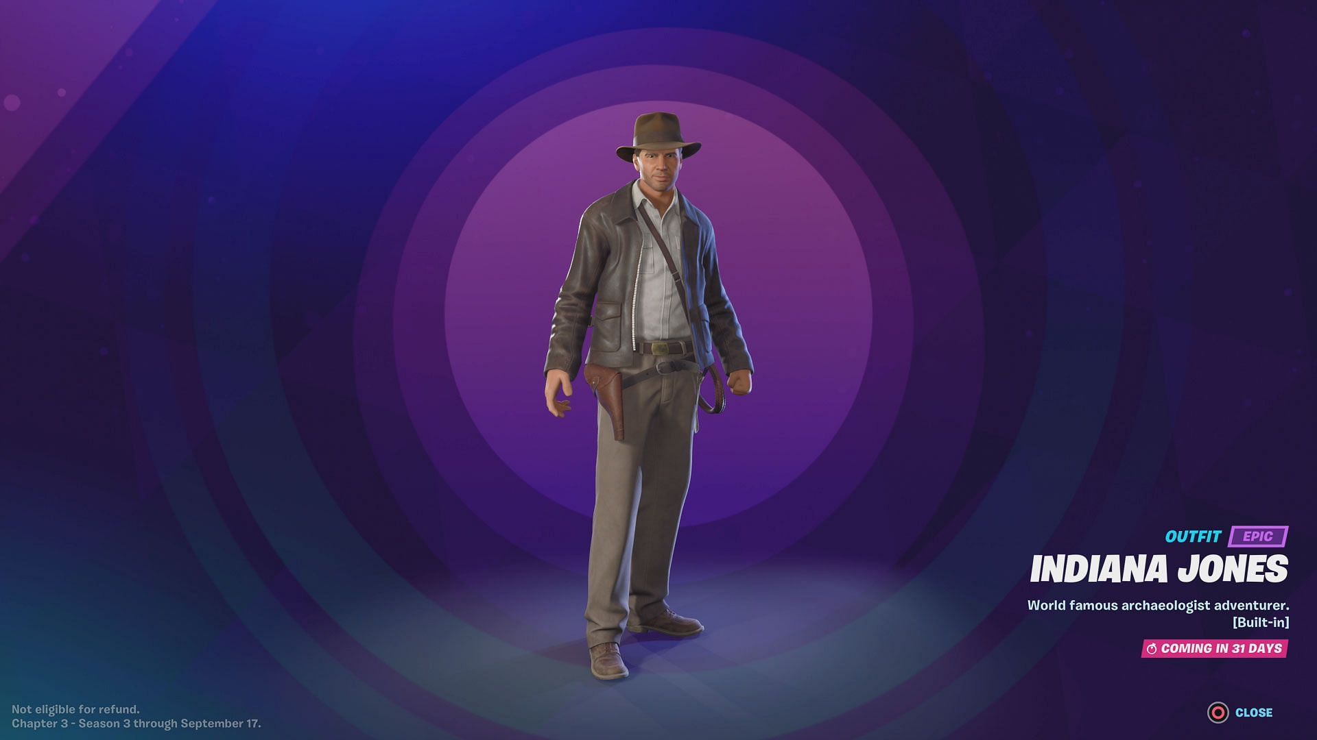 Indiana Jones is finally available in Fortnite (Image via Epic Games)