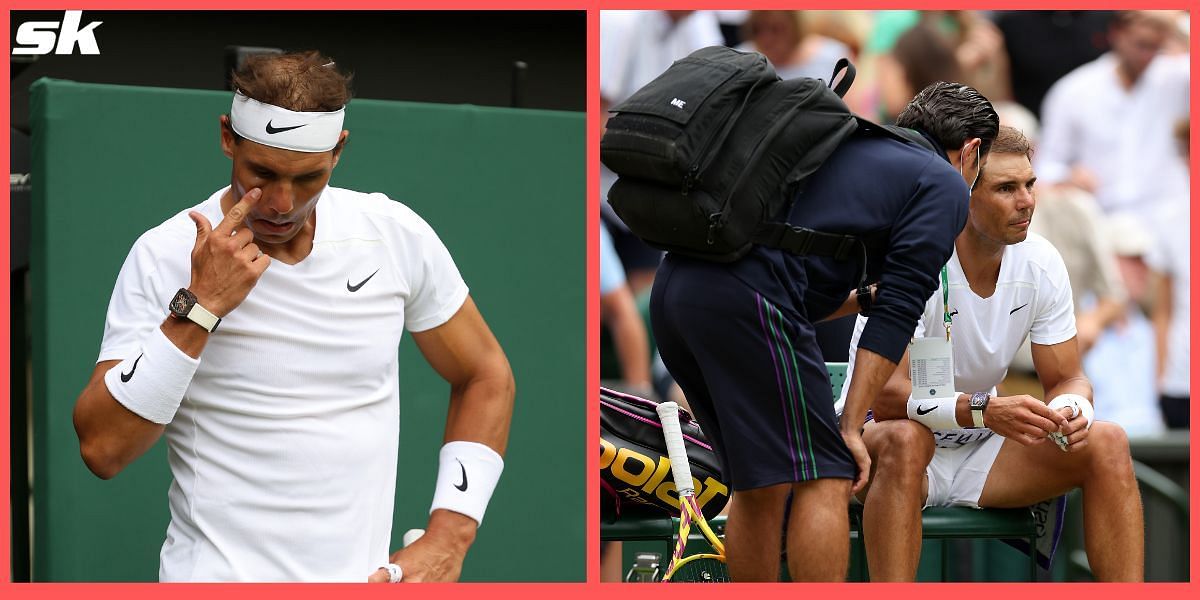 Rafael Nadal suffered an abdominal injury in his Wimbledon quarterfinal against Taylor Fritz.