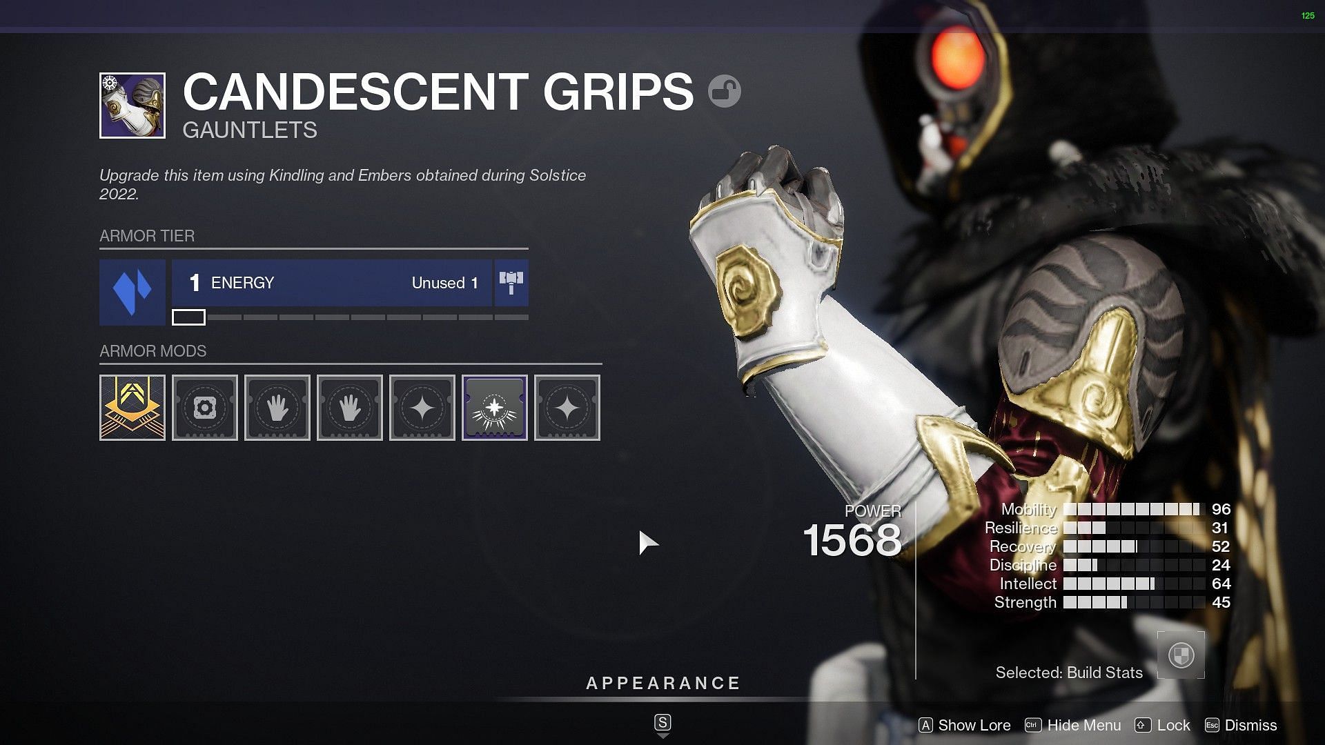 Candescent armor piece from Solstice 2022 (Image via Bungie)