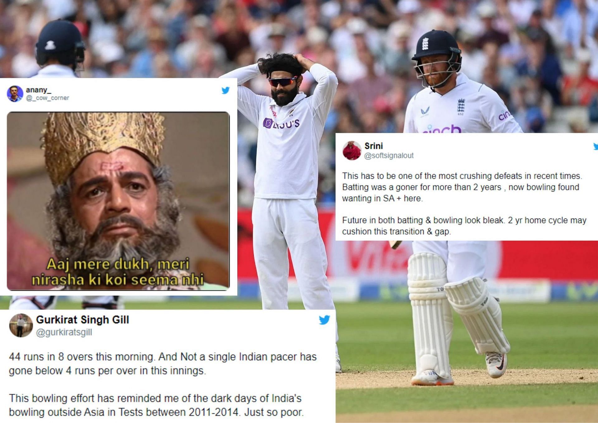 Twitterati expressed its displeasure over the Indian bowling performance at Edgbaston.