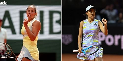 Madison Keys (L) and Zhang Shuai.