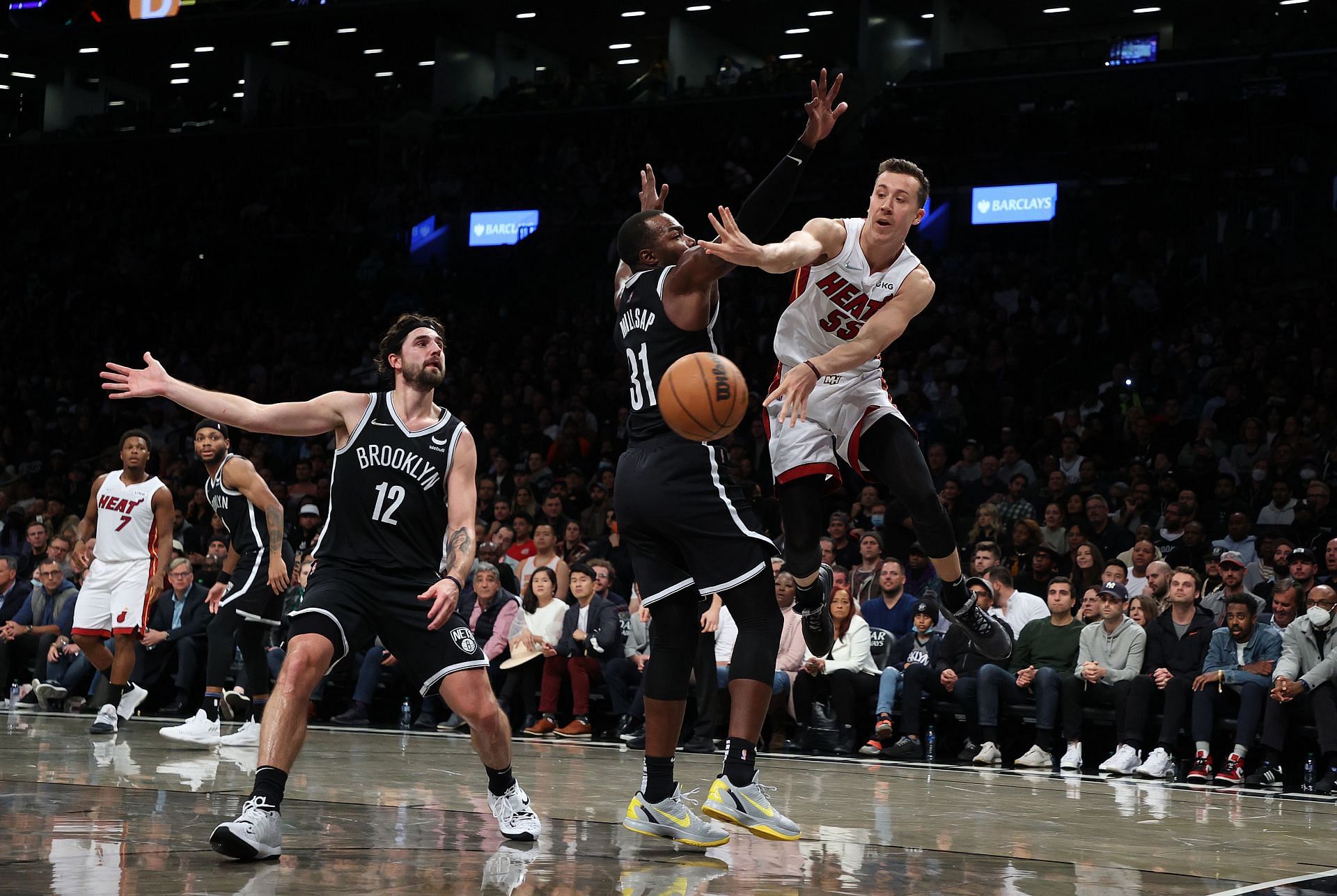 Action from the Miami Heat v Brooklyn Nets game