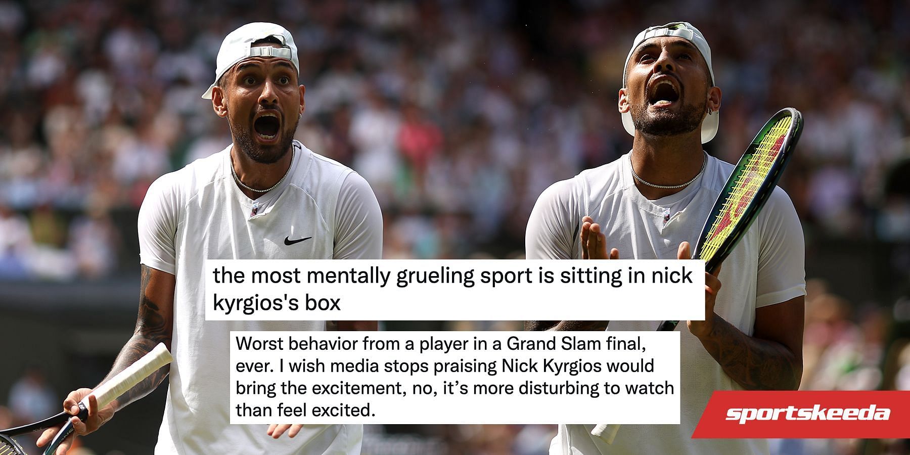 Nick Kyrgios&#039; behavior during the Wimbledon final has been criticized on social media 