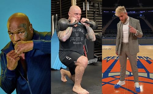 Mike Tyson (left), Joe Rogan (middle), Jake Paul (right) - Images via @miketyson, @joerogan and @jakepaul on Instagram