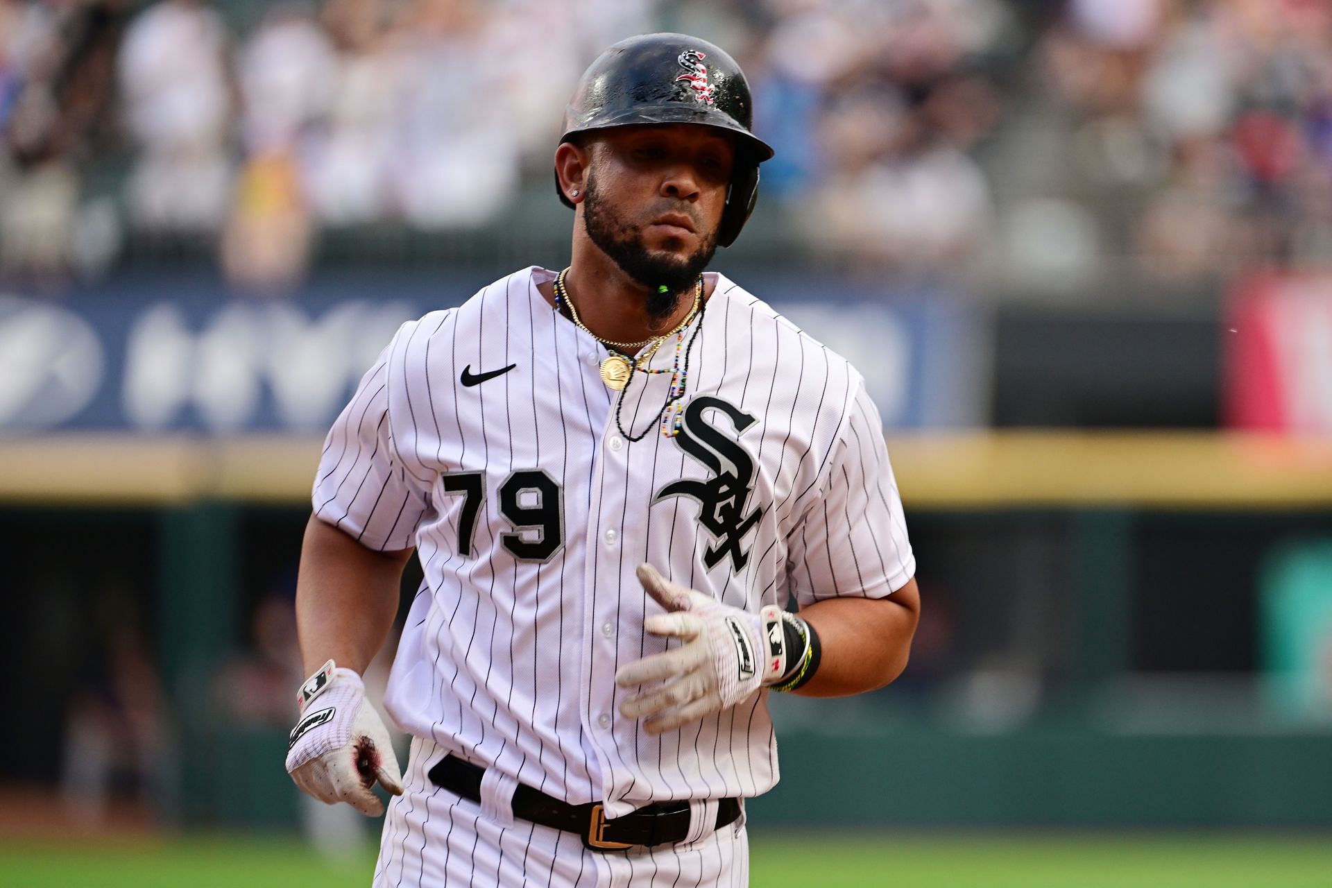 Jose Abreu rounds the bases during a Minnesota Twins v Chicago White Sox game.