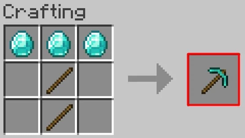 Diamond pickaxes are crafted this way (Image via Mojang)