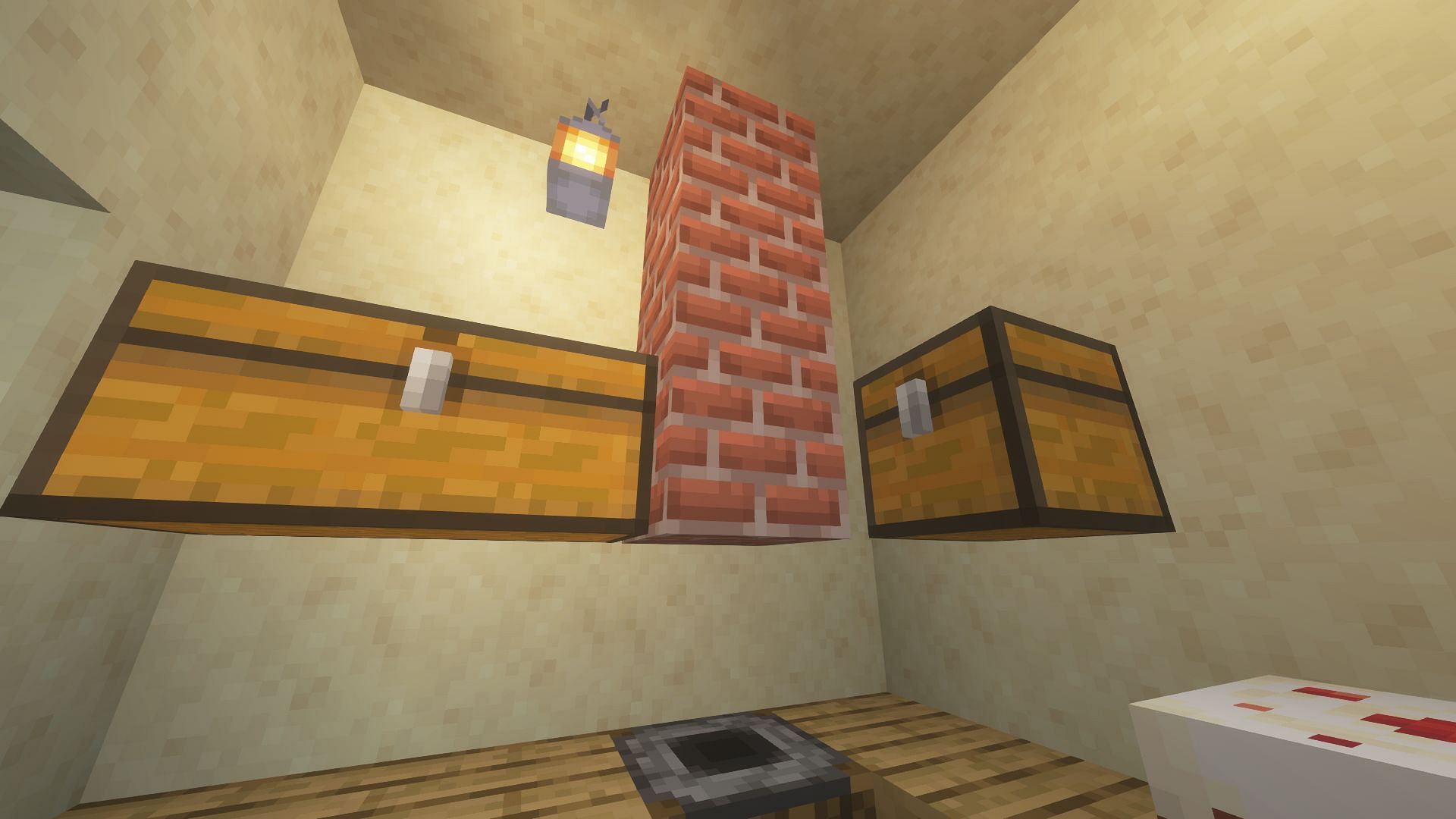 Chests on the wall for food items (Image via Minecraft 1.19 update)