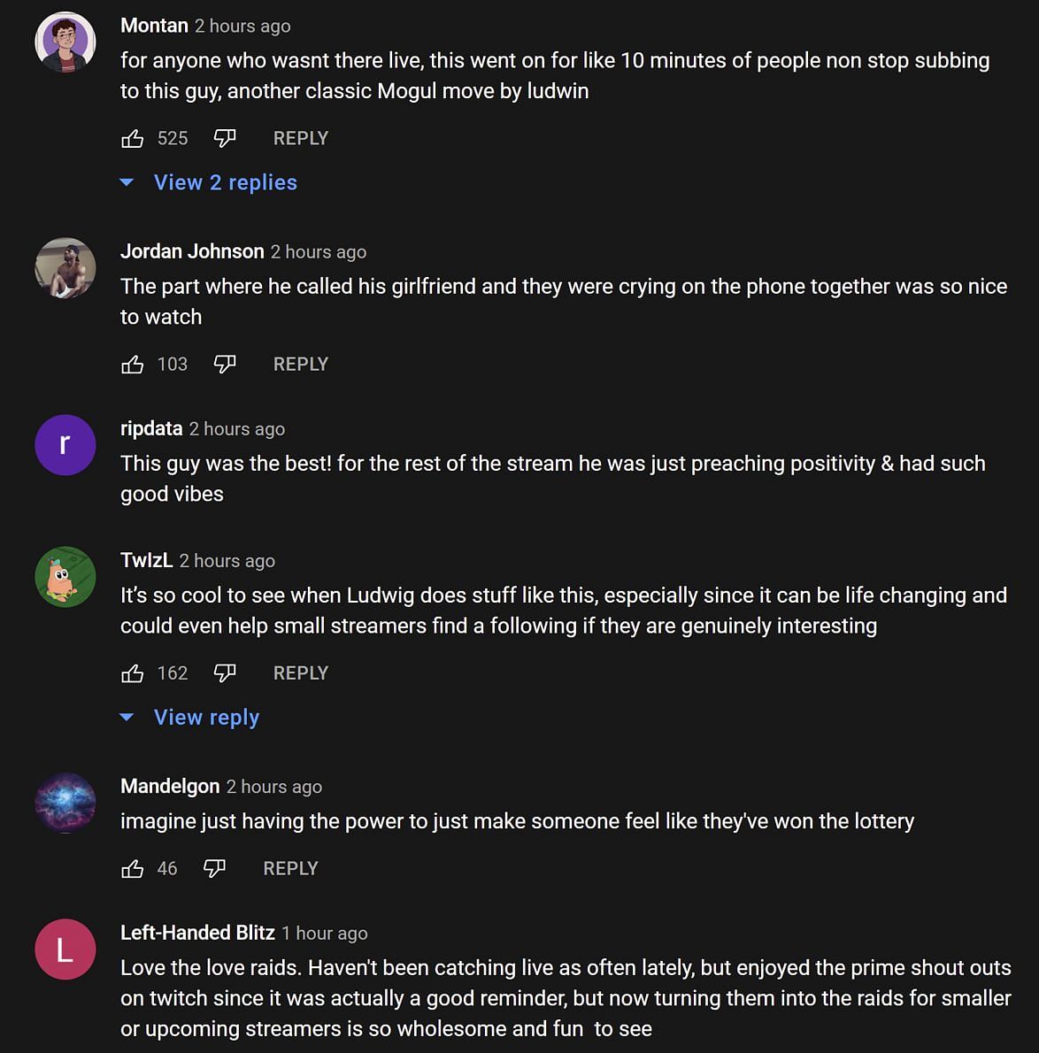 Fans reacting to the streamer&#039;s clip 1/2 (Image via Ludwin Clips/YouTube)