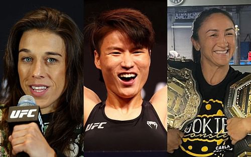 Joanna Jędrzejczyk(L); Weili Zhang(C); Carla Esparza(R). [Image Credit: Instagram/ @carlaesparza1]