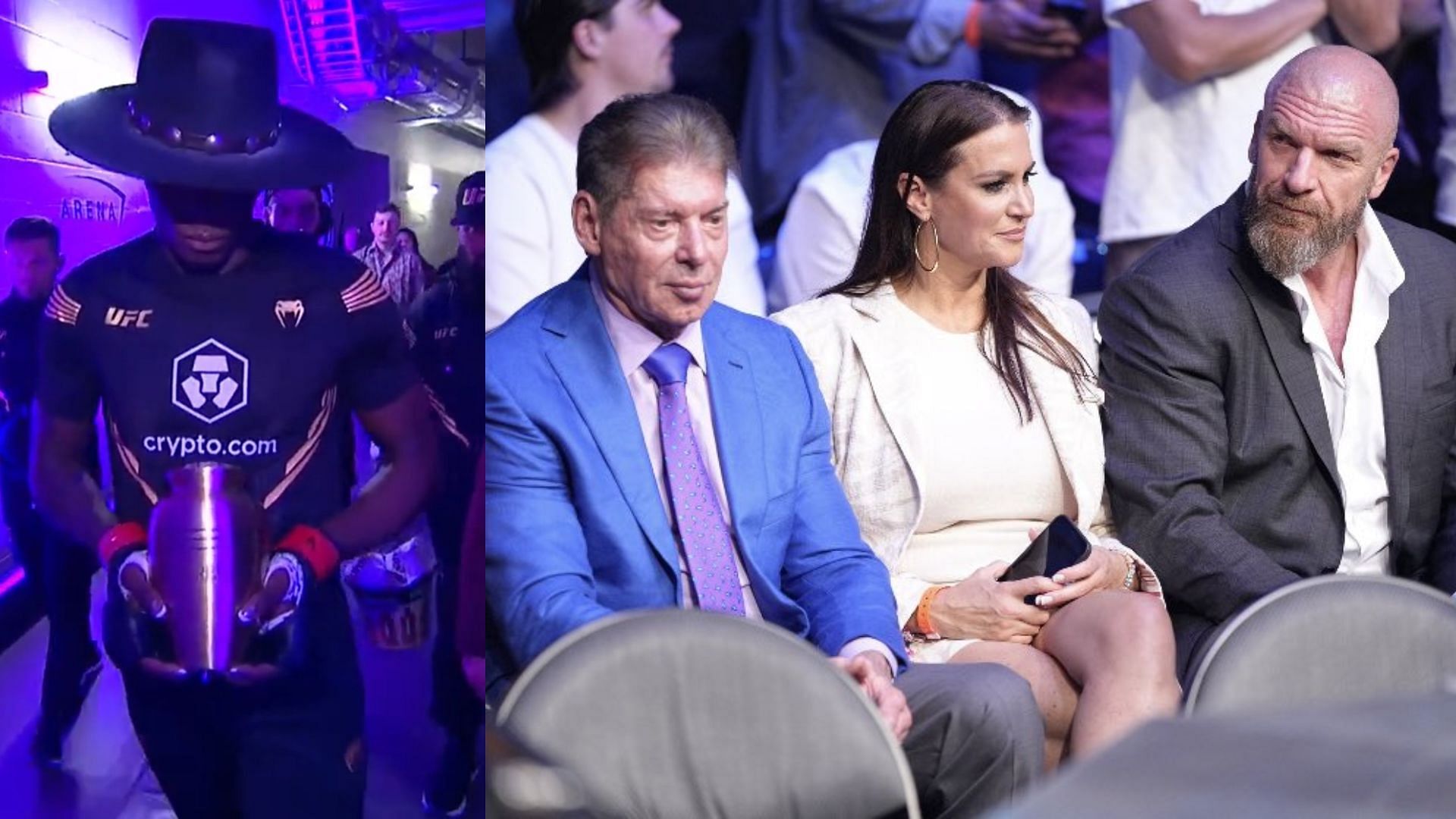 Israel Adesanya paid tribute to The Undertaker with Vince &amp; Stephanie McMahon and Triple H in attendance!