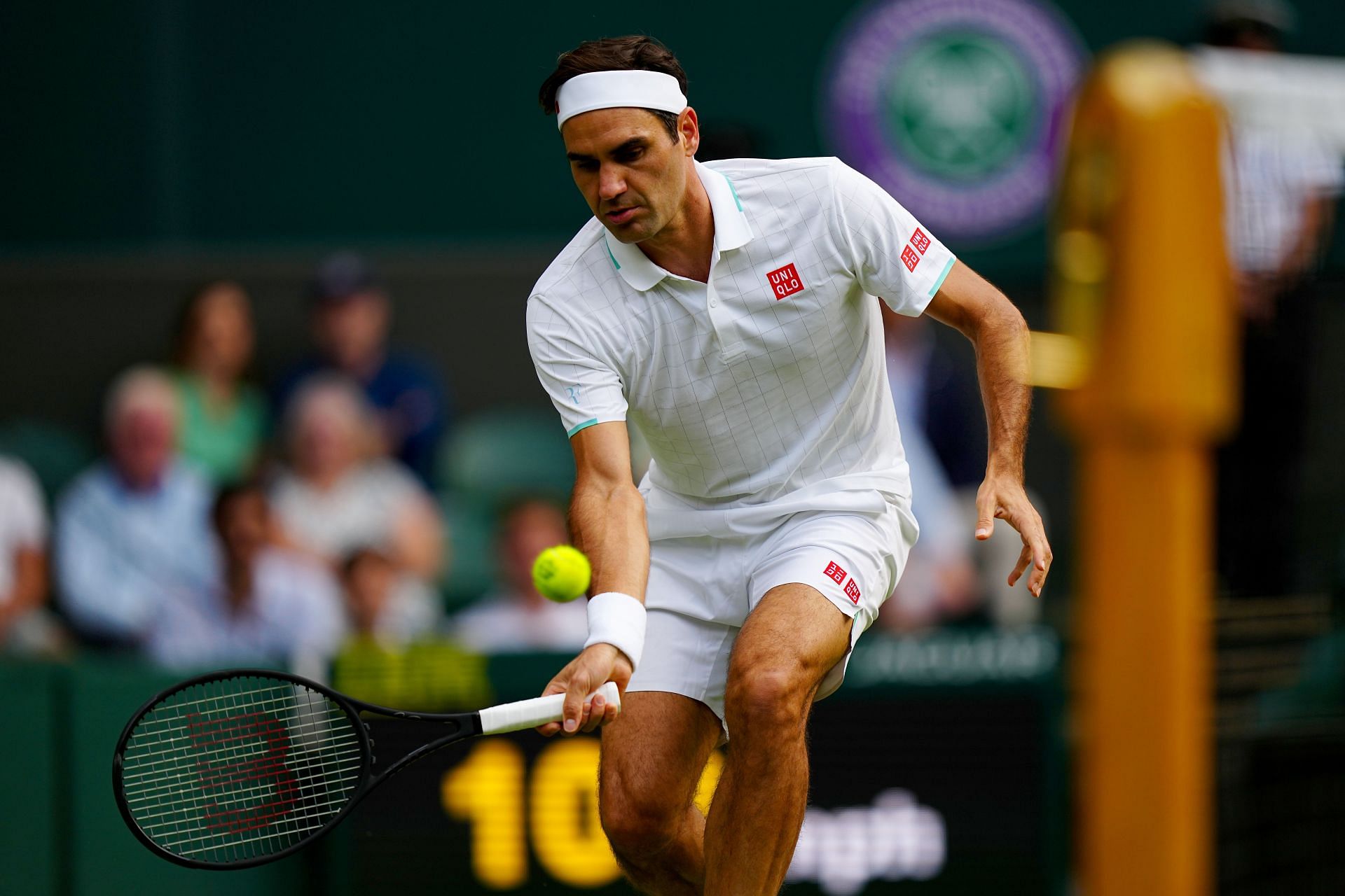 Roger Federer in action at the 2021 Wimbledon Championships