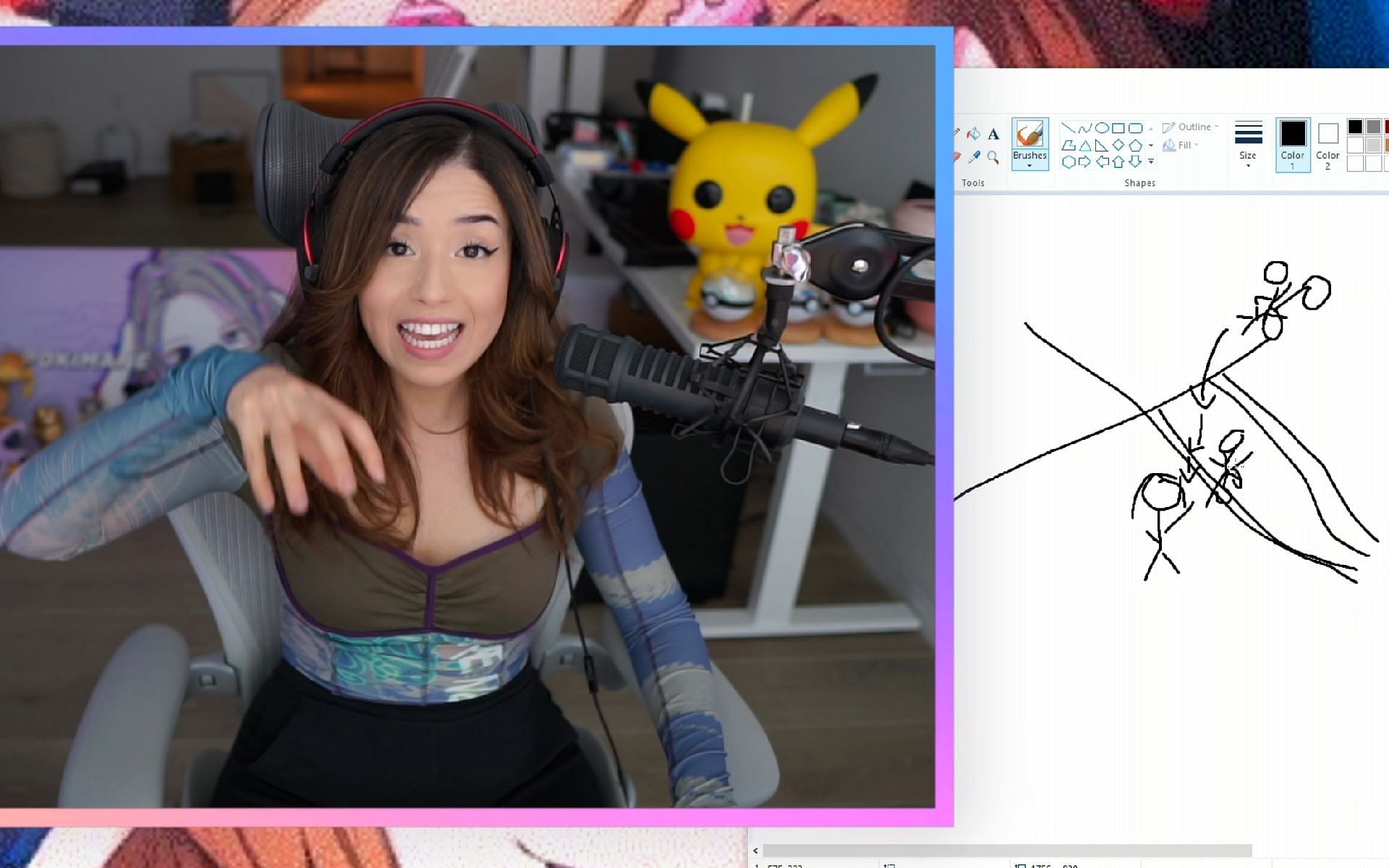 Pokimane tells a story about how a fan on a bike almost hit her (Image via Eviee/YouTube)