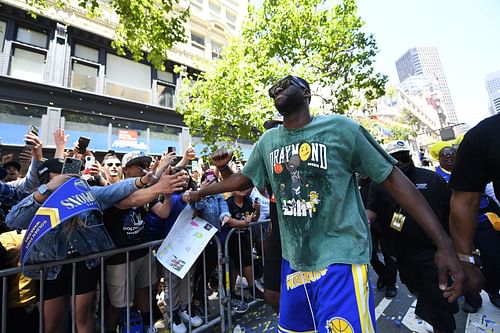 Golden State Warriors Victory Parade & Rally; Draymond Green celebrates