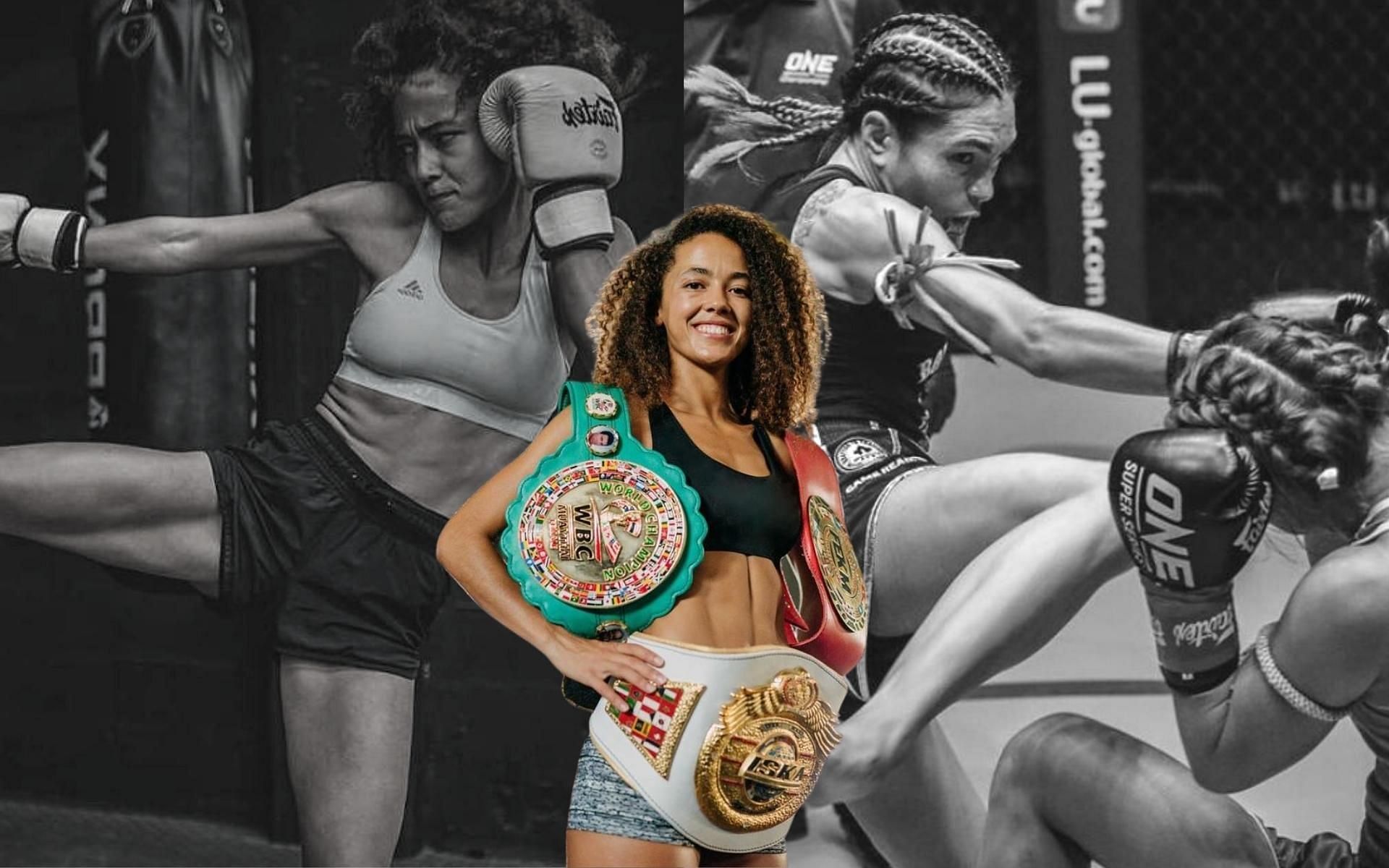 WBC Muay Thai and ISKA world champion Lara Fernandez (insert) will face Janet Todd for the ONE interim atomweight Muay Thai belt at ONE 159. (Images courtesy: @larafdz13 and @jmcoakle on Instagram)