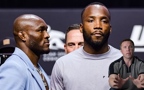 Kamaru Usman (left), Leon Edwards (center), and Chael Sonnen (right) (Images via Getty and YouTube/Chael Sonnen)