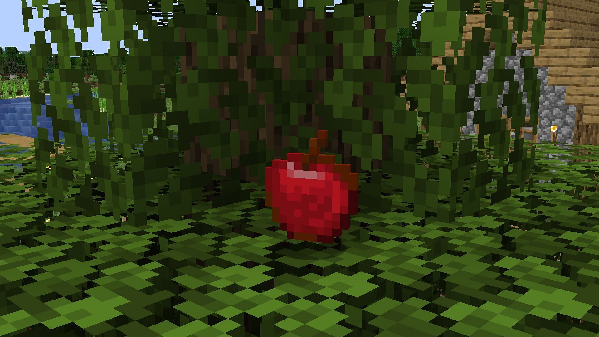 Apples are obtained from tree leaves (Image via Minecraft 1.19 update)
