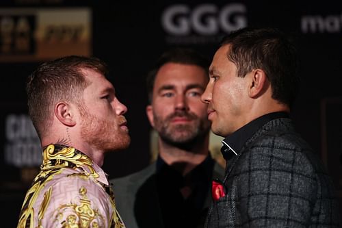 Canelo Alvarez (left) v Gennadiy Golovkin (right) - Press Conference [image courtesy of Getty]