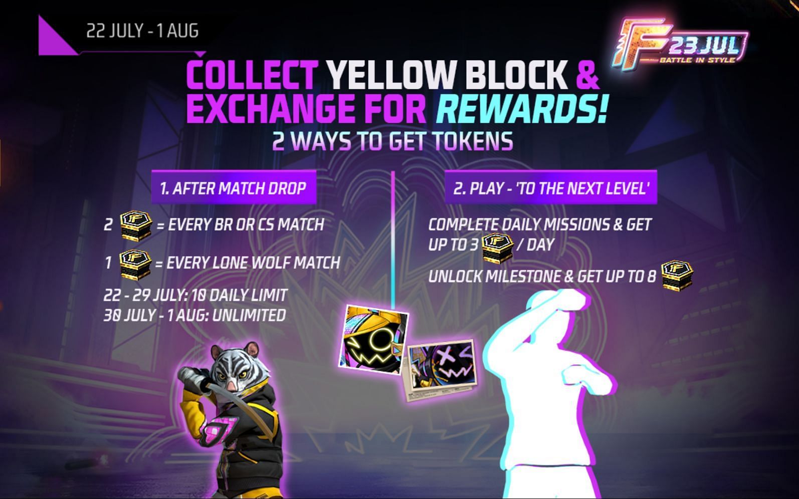 Gamers can collect tokens through numerous means (Image via Garena)