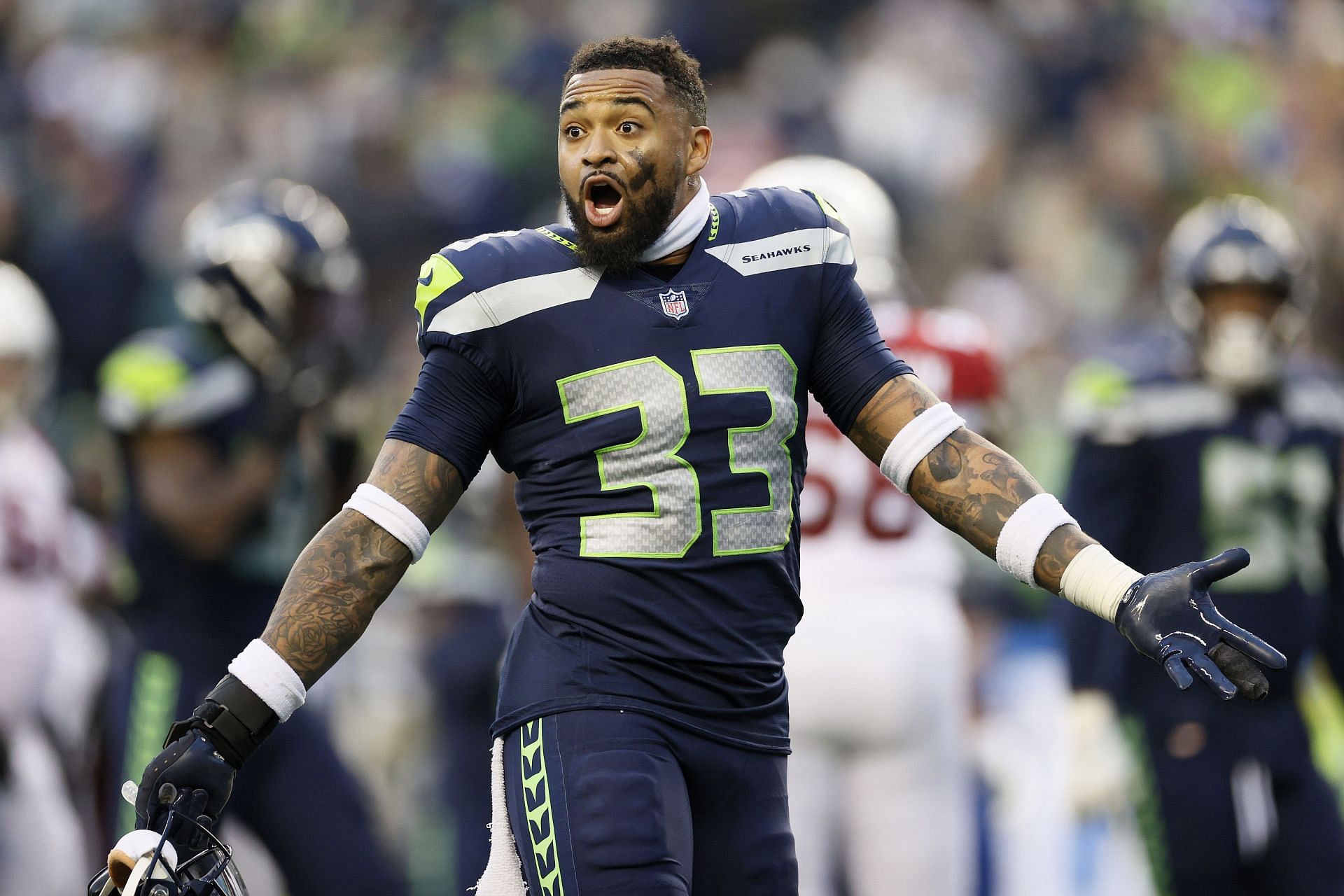 Jamal Adams at the Arizona Cardinals v Seattle Seahawks NFL game