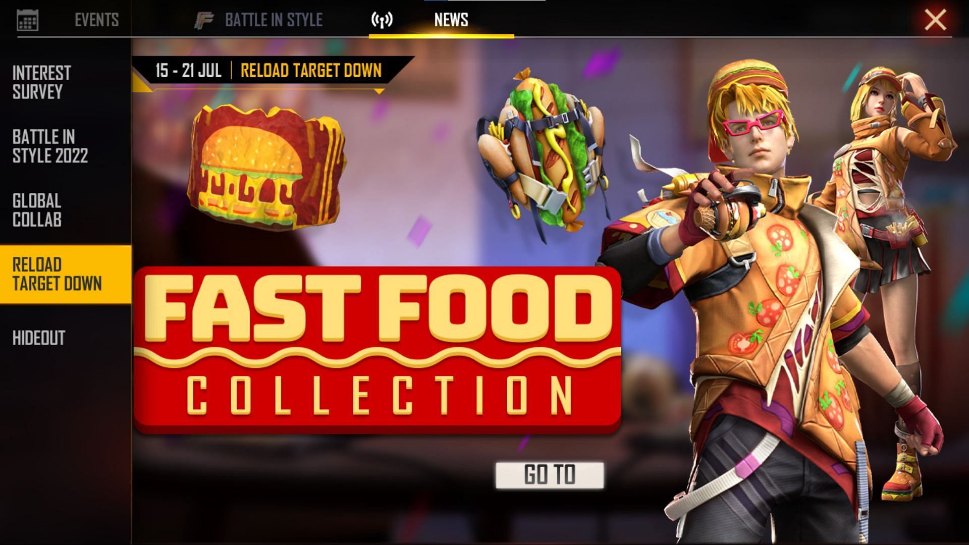 Hit the go-to button to access the event interface (Image via Garena)