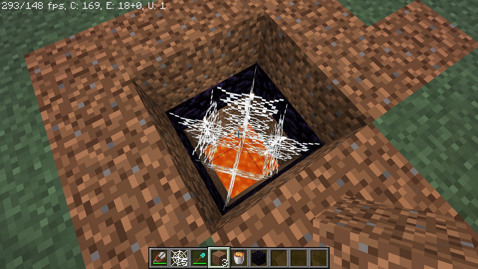 A cobweb trap in Minecraft (Image via Minecraft 1.19 update)