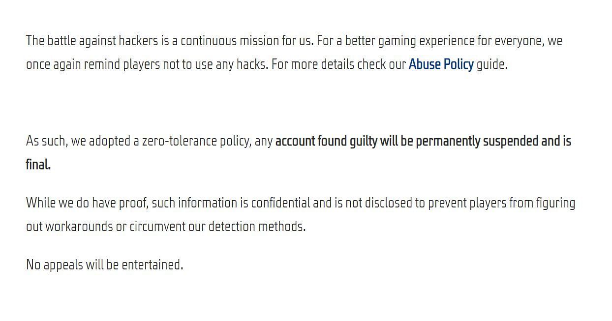 Gamers cannot appeal against the ban (Image via Garena)