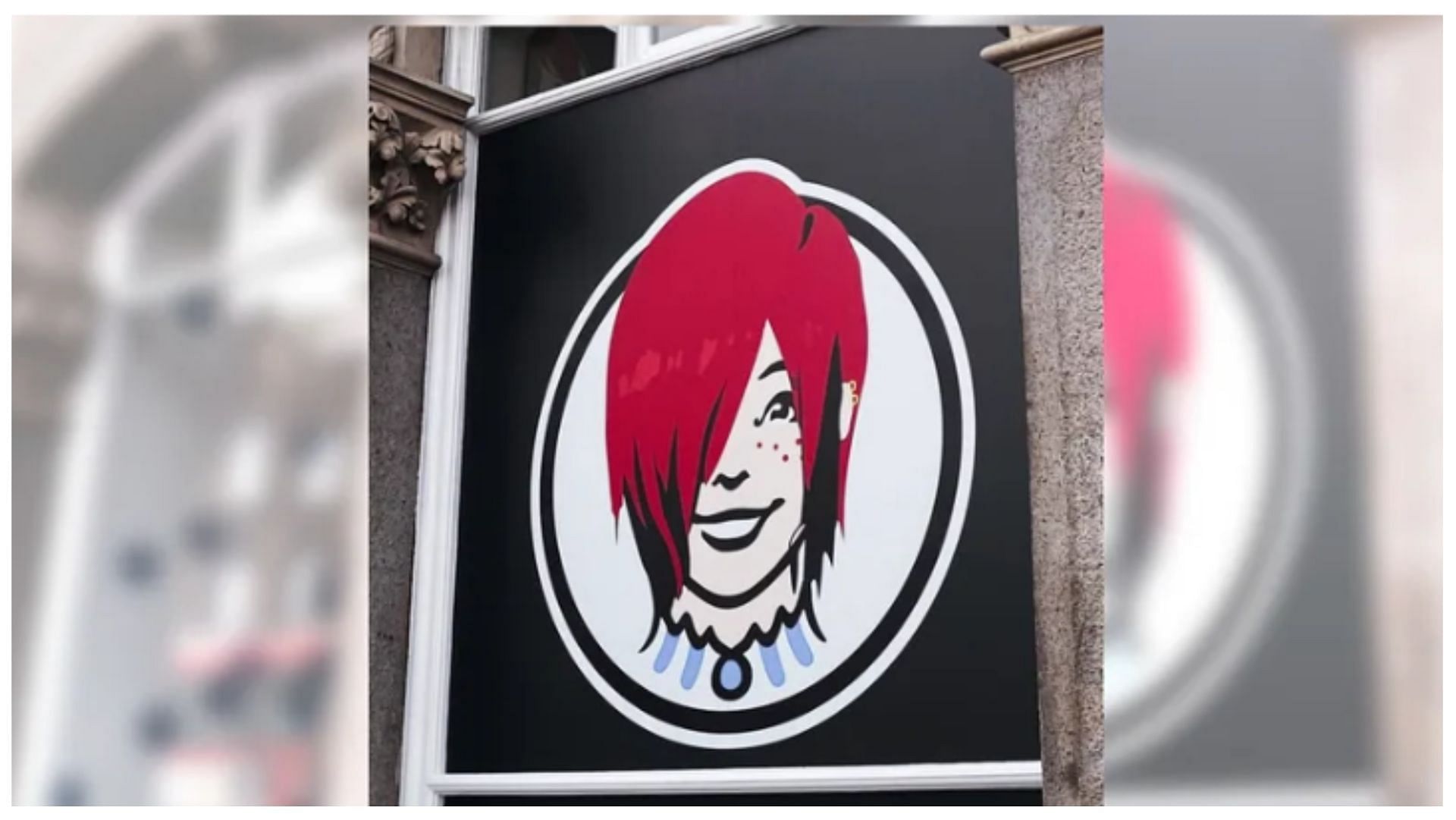 Wendy&#039;s unveiled the &#039;emo&#039; version of their logo in the newly opened Camden franchise (Image via Twitter/@yasminesummanx)