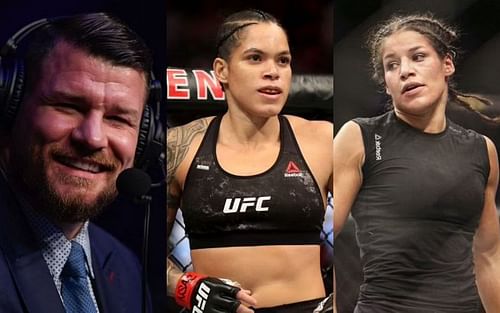 (Left to right) Michael Bisping, Amanda Nunes, Julianna Pena