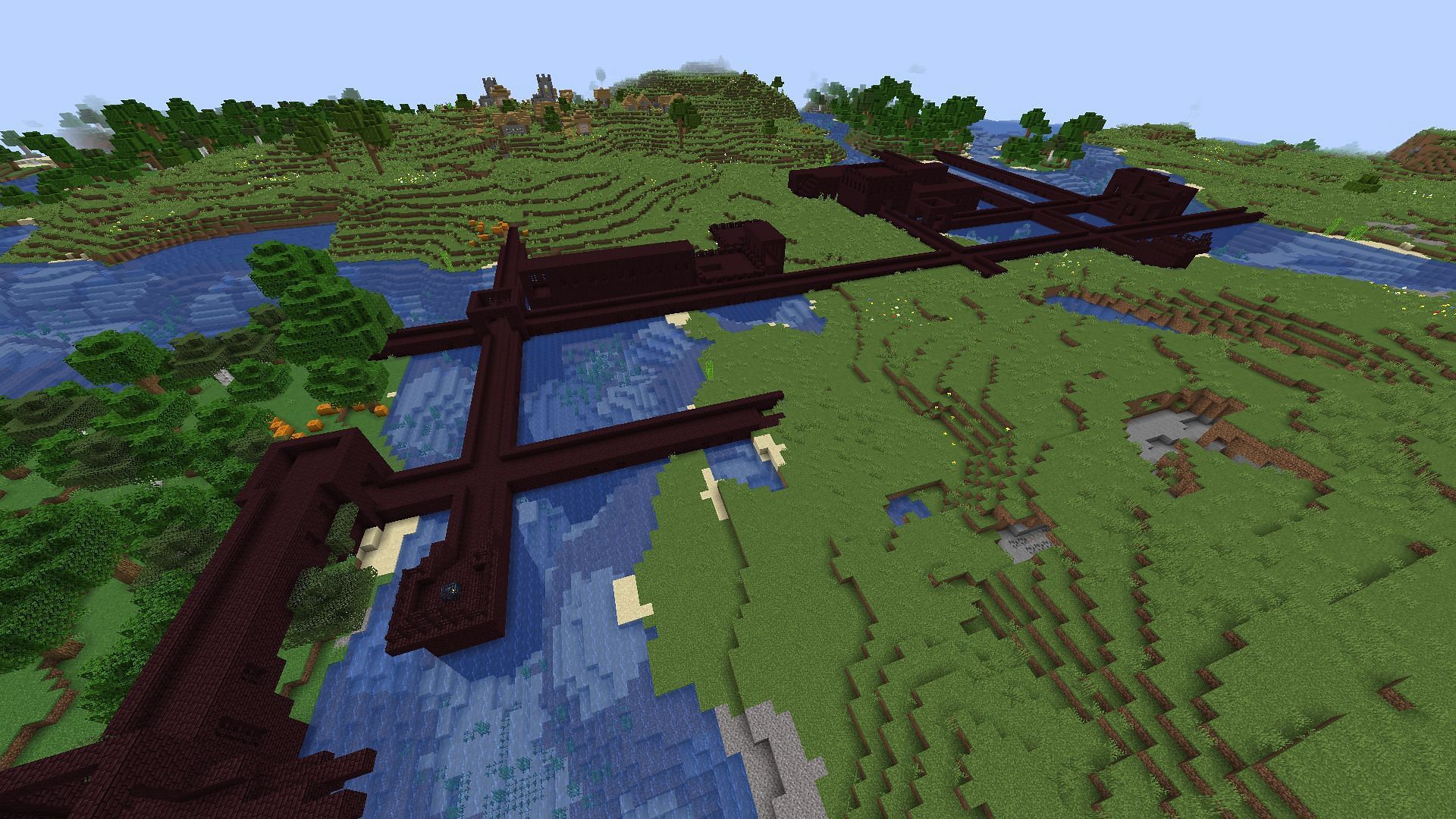 Nether fortress placed in the overworld with the use of commands (Image via Mojang)